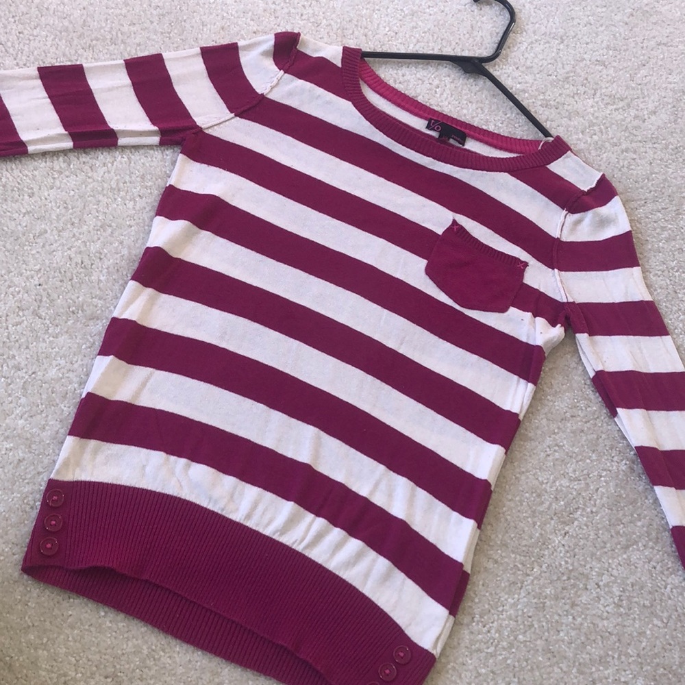Pink and Cream Striped Sweater